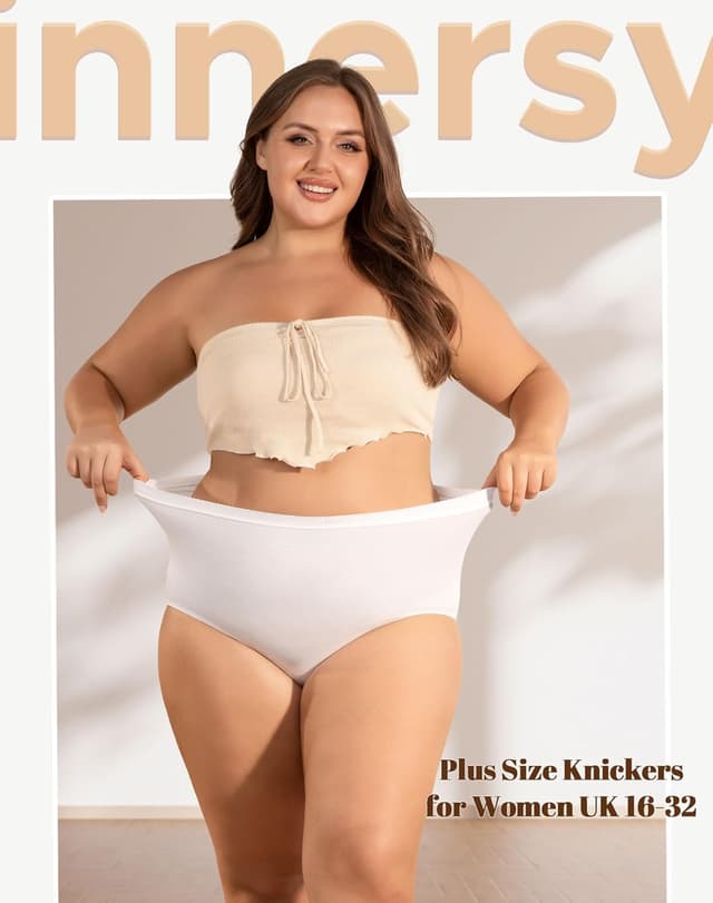 Detalle de INNERSY Women’s Maxi Briefs Cotton Underwear – High Waisted Knickers, Plus Size (Pack of 5)