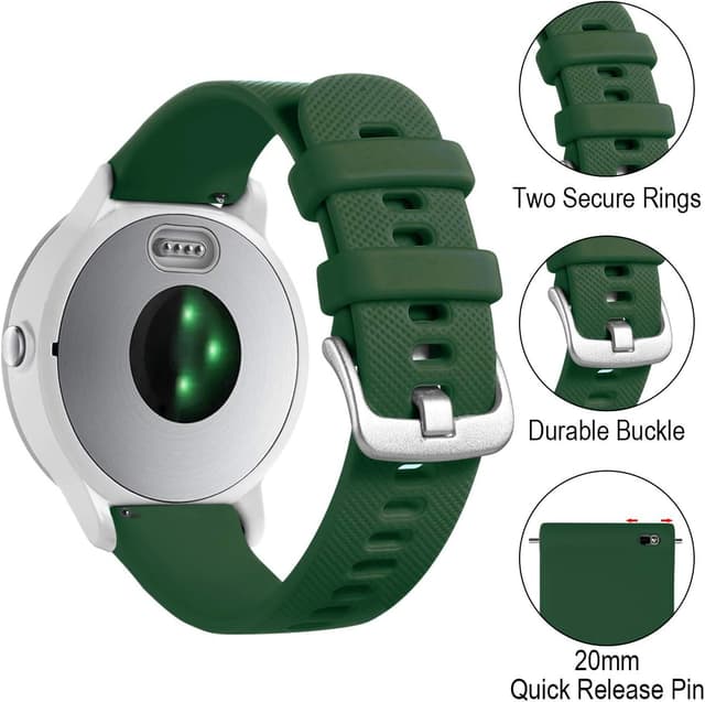 Detalle 2 de Vobafe 20mm Silicone Strap for Garmin Vivoactive 3/3 Music, Venu & more