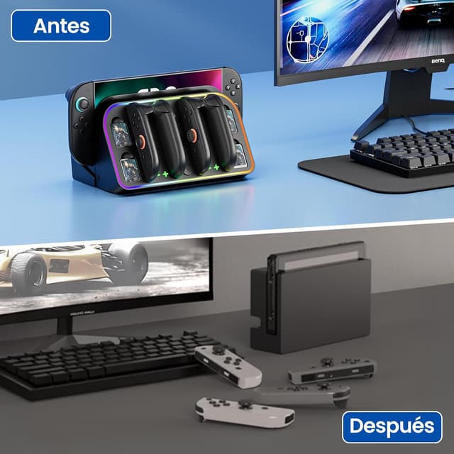 Detalle 2 de Base de Carga Nintendo Switch 2 Joycon 🔋 4 en 1 con LED