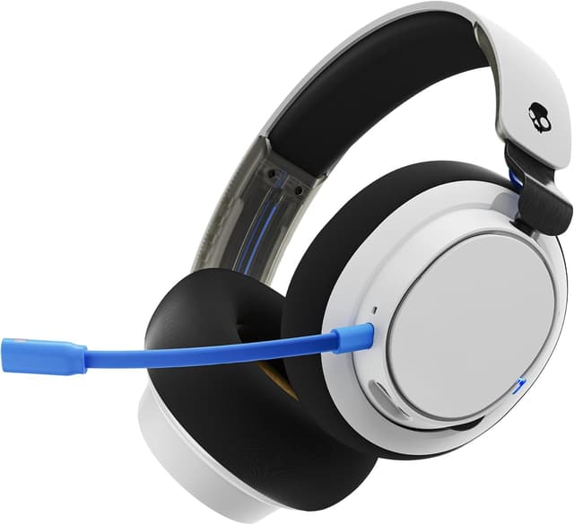 Detalle de Skullcandy SLYR Pro casque gaming sans fil multiplateforme (USB-A latence faible) – White/Bleu