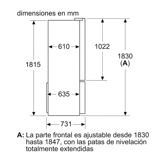 Detalle de Bosch KFN96VPEA frigorífico americano No Frost 4 puertas reacondicionado Grado C