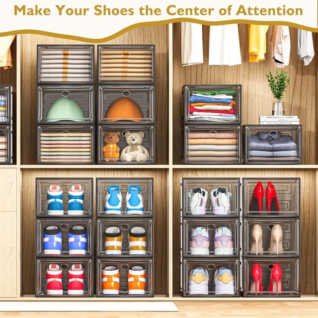 Thumbnail 6 de 7 code Thicken & Sturdy Clear Shoe Storage Organizer 6-pack