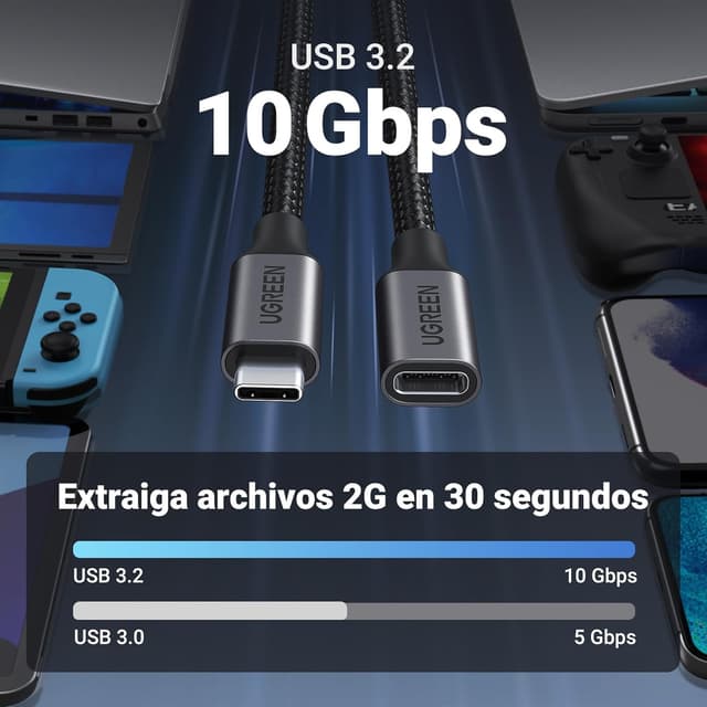 Thumbnail 1 de UGREEN Cable USB C 3.2 10Gbps 4K 60Hz ⚡