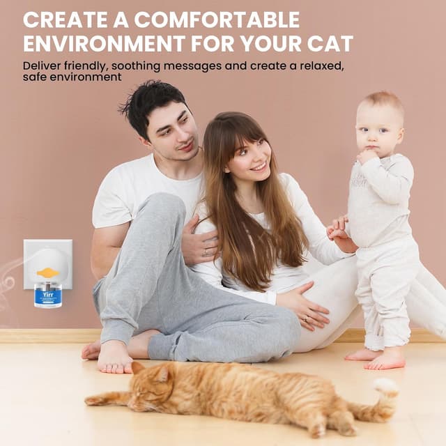 Detalle 2 de Crenze Pheromone Katzen Beruhigung Steckdose Set (2 Diffusoren, 4 Nachfüllflaschen je 48 ml) – naturbasierte Entspannungshilfe