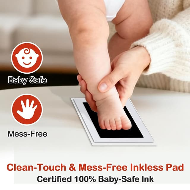 Detalle de PewinGo XL Set für Baby-Hand- und Fußabdruck (tintenfrei) inkl. Abdruckpads & Karten