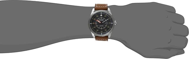 Detalle de Citizen Men’s Eco-Drive 3-Hand Date Avion Watch (AW1361:10H) with Leather Strap