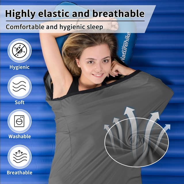 Detalle de Naturehike Ultralight Hut Sleeping Bag Liner (liner only) – 340g, high elasticity travel sheet