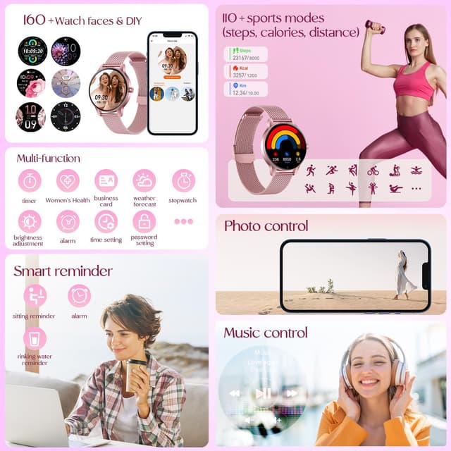 Thumbnail 5 de Smartwatch Damen Bluetooth Telefonfunktion 1,27 Zoll