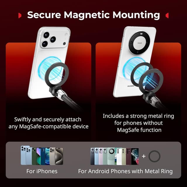 Detalle de SMALLRIG Bras Magique 28 cm 5604 avec vis 6,35 mm pour MagSafe et support magnétique