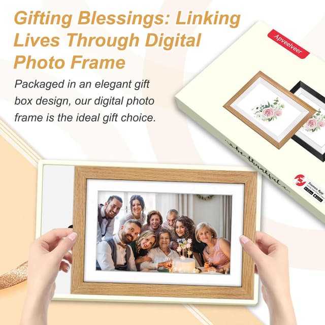 Thumbnail 2 de Frameo 10.1in Digital Photo Frame with Oak Wood Frame