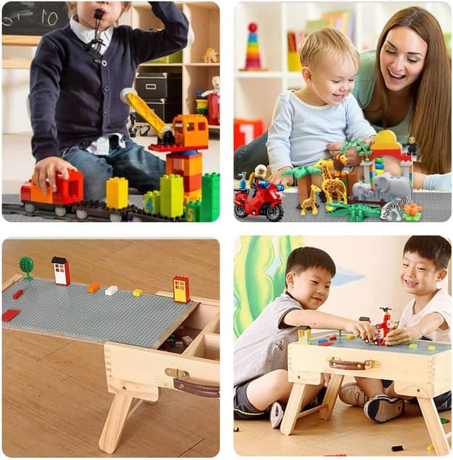 Thumbnail 6 de Lekebaby Classic 10" x 10" Baseplates (Pack of 12) in Grey, Compatible Building Brick Base Plates