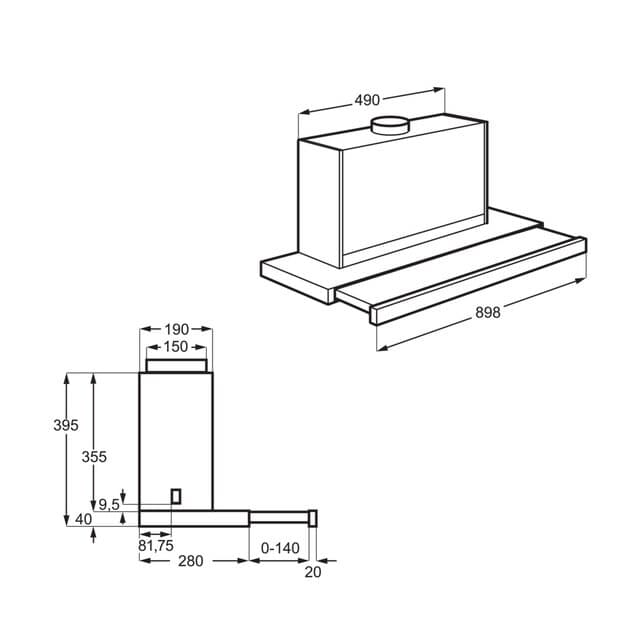 Thumbnail 1 de AEG DPE5960M campana 90 cm 660 m3/h