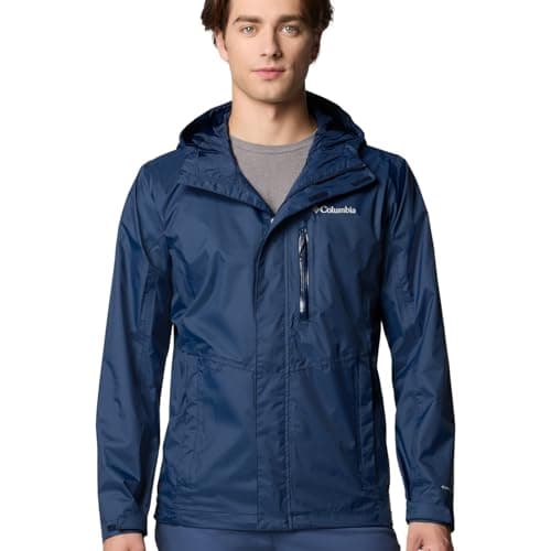 Detalle de Columbia Pouring Adventure Jacket III para hombre: chubasquero impermeable para senderismo