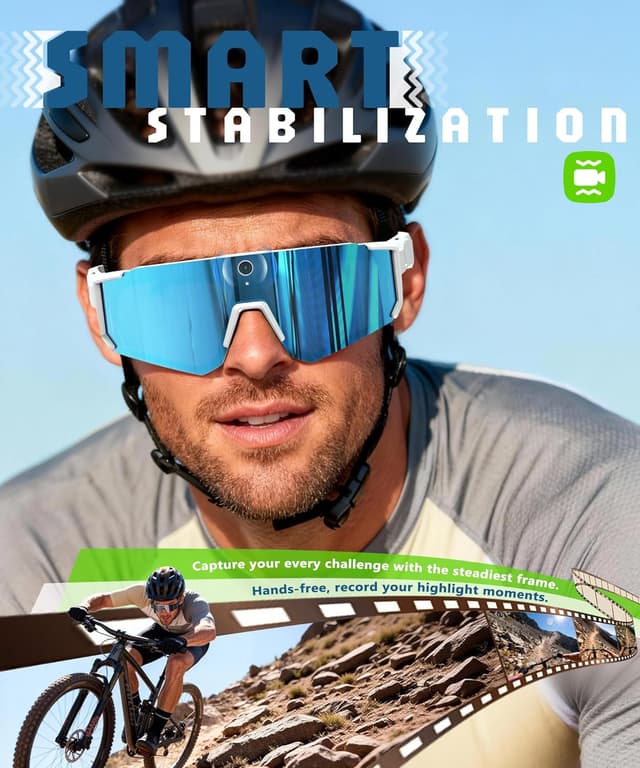 Detalle 2 de GLOSSIA AI Smart Glasses with Camera 4K (Video Recording & EIS Stabilization), IP66 Polarized Sports Sunglasses