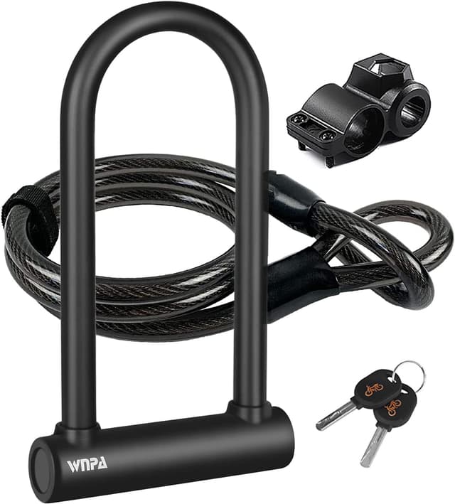 Detalle de Lucchetto a U per bici antitaglio con cavo flessibile 1,2 m e staffa di montaggio (Grilli WNPA)