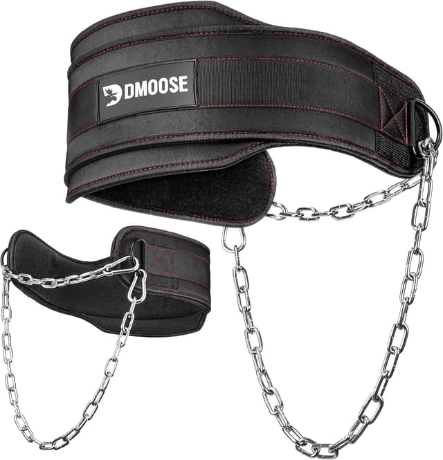 Detalle de DMoose Fitness Dip Belt with 36" Steel Chain, Neoprene Padding (Supports 350 lbs)