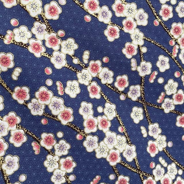 Detalle de Jukway Telas de Algodón Impresas Flores Doradas 100cm