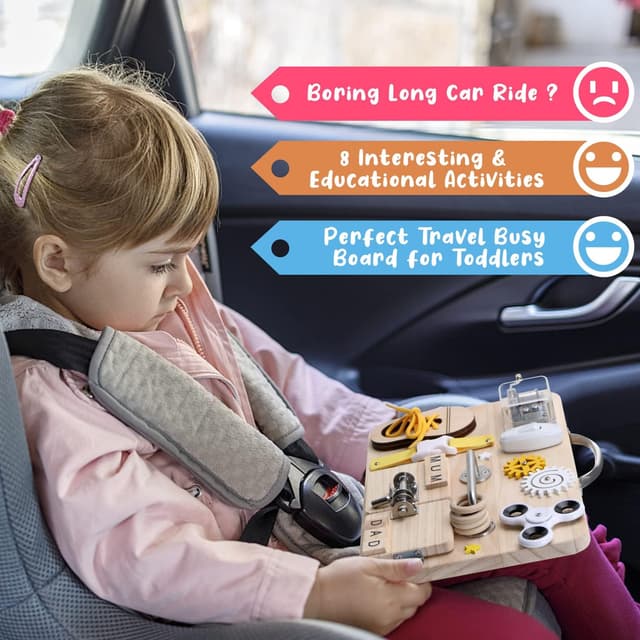 Detalle de Wooden Busy Board for toddlers, 9 activities