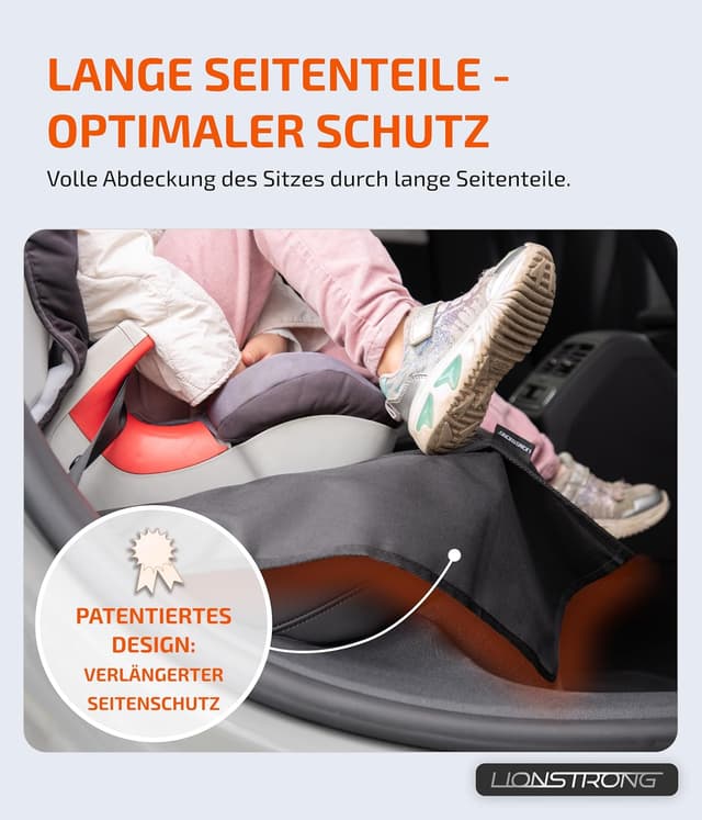 Detalle de LIONSTRONG Kindersitzunterlage Schwarz, wasserabweisend