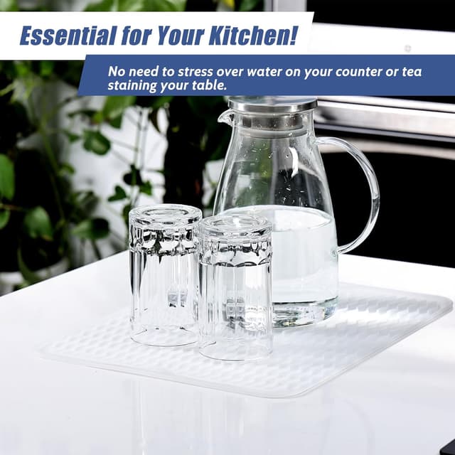 Detalle de KitchenRaku Abtropfmatte 30×40 cm aus Silikon – hitzebeständige, rutschfeste Spülunterlage