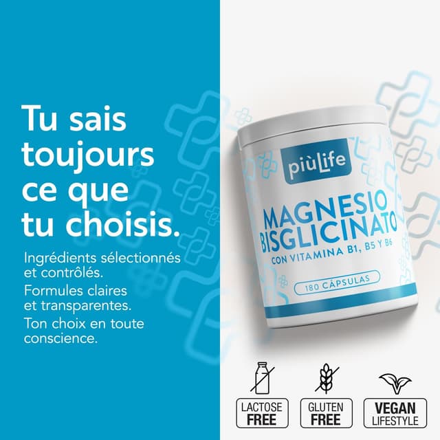 Detalle de +LIFE Magnésium bisglycinate 1500 mg (360 gélules) + vitamines B1, B6, B5