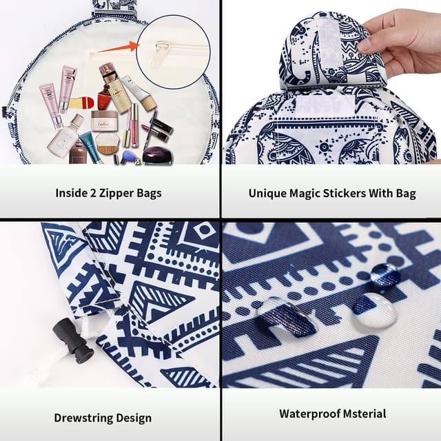 Detalle 1 de Lazy drawstring makeup bags (Elephant) – large capacity waterproof Oxford canvas organiser