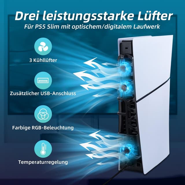 Detalle 2 de Tolesum Lüfter PS5 Slim, USB 3.0