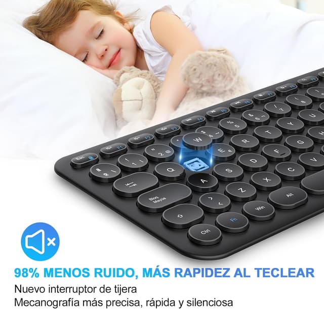 Thumbnail 1 de cimetech Teclado Inalámbrico Ergonomico para Oficina y Viaje 🖥