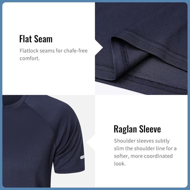 Detalle de Mens Gym Athletic Quick-Dry Sports T-Shirts with Moisture Wicking & Reflective Stripe