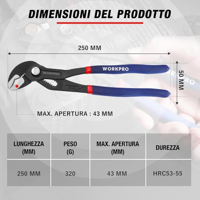 Thumbnail 2 de WORKPRO Pinze Regolabili 250 mm 📐