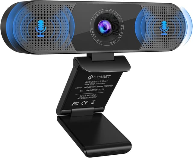 Detalle de EMEET Webcam C980PRO 1080P avec microphone, haut-parleurs et cache objectif