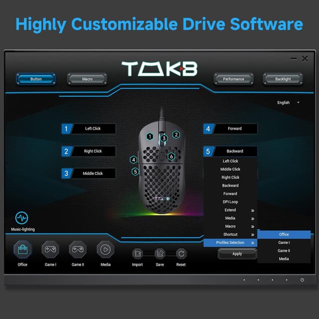 Thumbnail 6 de TMKB M1SE Mouse Gaming 12800 DPI