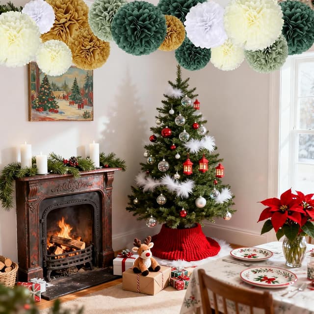 Detalle 2 de BestoFun 16 Seidenpapier Pompons Grün