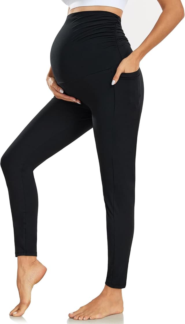 Detalle de Farrobor Leggings premaman da donna con tasche e vita alta