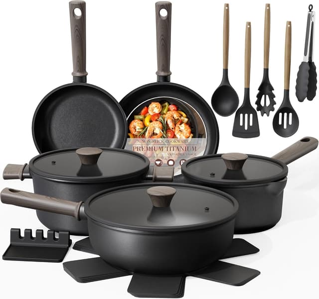 Detalle de Astercook 19-Piece Nonstick Cookware Set