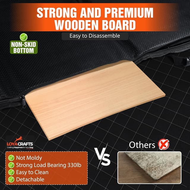 Detalle de LOYA Crafts Pet Backseat Extender for Dogs – 600D hard-bottom waterproof hammock with mesh window and storage pockets