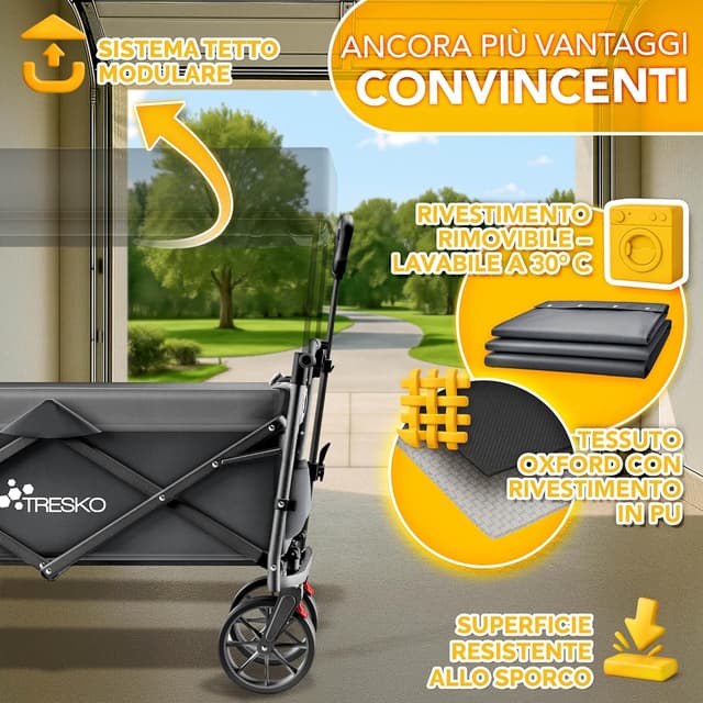 Thumbnail 4 de TRESKO Carrello pieghevole con tetto 150 kg