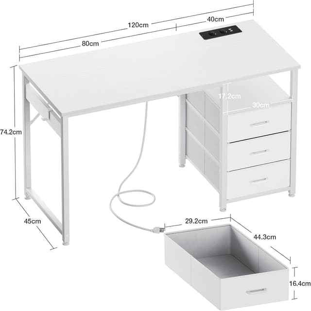 Thumbnail 2 de ODK Schreibtisch 120x48x75,5 cm mit 3 Schubladen