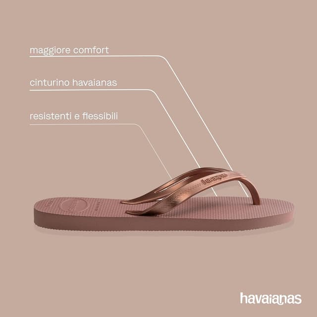Detalle de Havaianas Elegance infradito eleganti da donna con cinturini metallici e suola antiscivolo