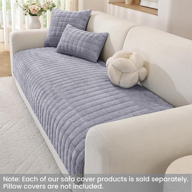 Detalle 2 de Ystyle copridivano in pile morbido antiscivolo grigio chiaro 90x160 cm