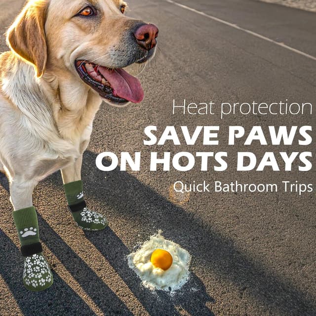 Detalle de EXPAWLORER Anti-slip Dog Socks with Grips (Double-sided gel boots) – Army Green, Size L