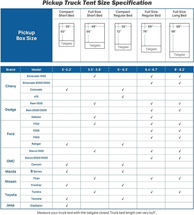 Detalle 2 de JOYTUTUS Truck Bed Air Mattress (5.5–5.8Ft) with Built-in Air Pump, Full Size Short Beds