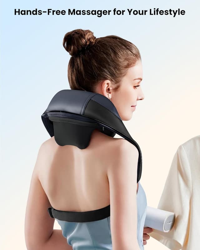 Detalle de COMFIER 2026 masseur cervical nuque, épaules et dos chauffant au graphène (shiatsu 4D) sans fil