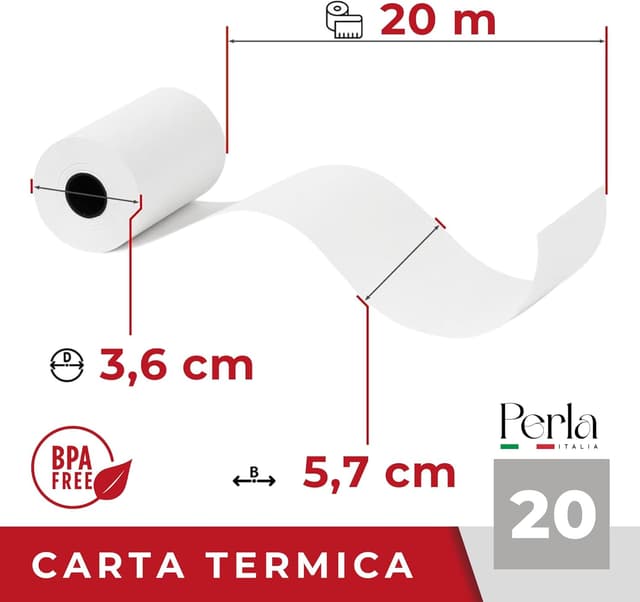 Detalle 2 de Perla rotoli termici POS 57x20 mm, 20 rotoli