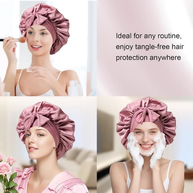 Detalle de Silk Bonnet for Women Satin Sleep Bonnet with Elastic Tie Band (Large Sleep Cap)