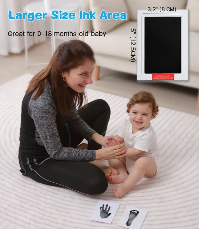 Detalle de Zemiu Fußabdruck Handabdruck Baby Set – Abdruck-Set für Baby bis 0–18 Monate, 10 × 15 cm, 4 Clean-Touch-Stempelkissen