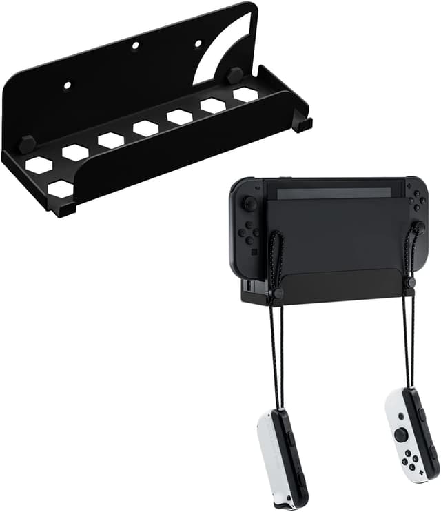 Detalle de Mcbazel Wandhalterung für Switch OLED / NS Switch (Metall) mit Joy-Con-Haken – Schwarz