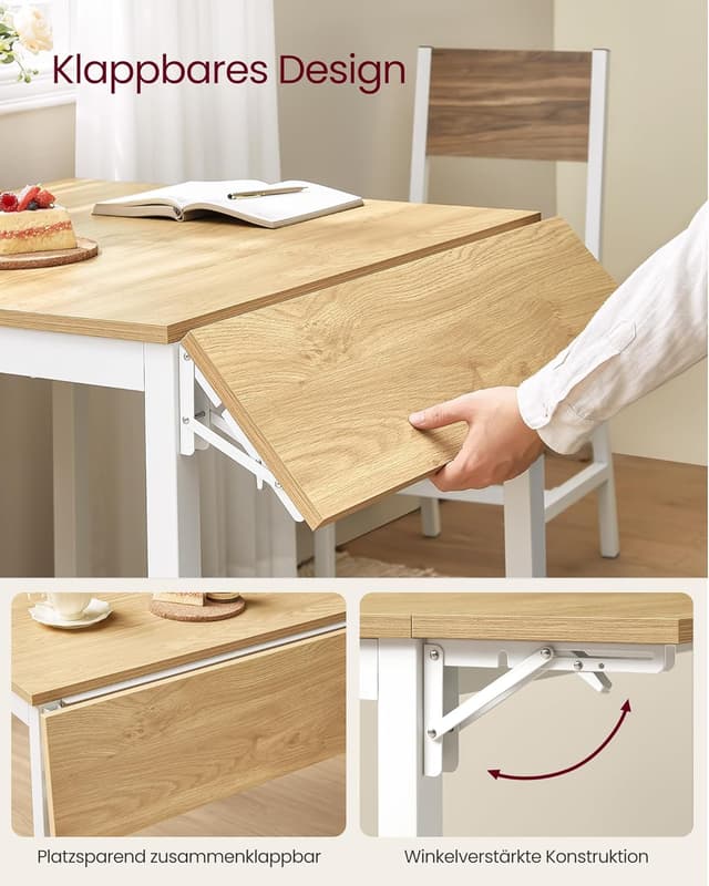 Detalle de VASAGLE klappbarer Esstisch KDT077Y01 für 2–4 Personen – für kleine Räume