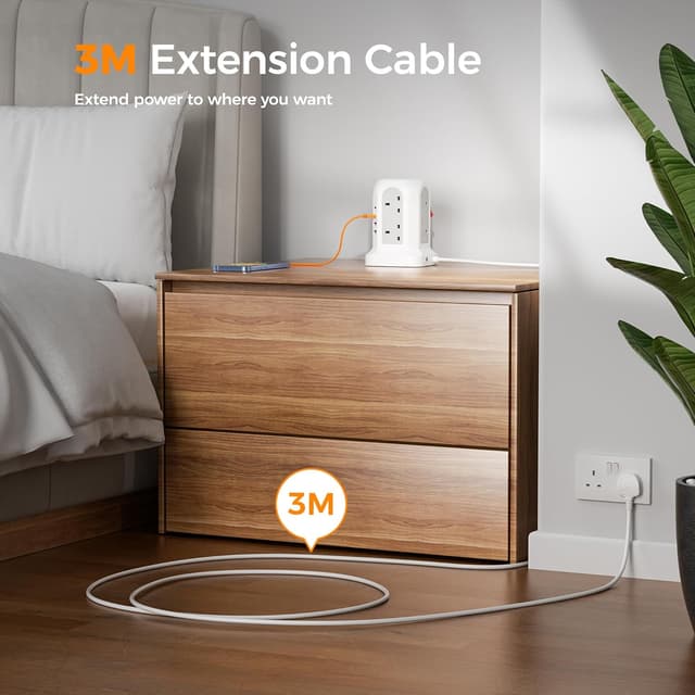 Detalle 2 de Tower Extension Lead 3m 8 Way with USB