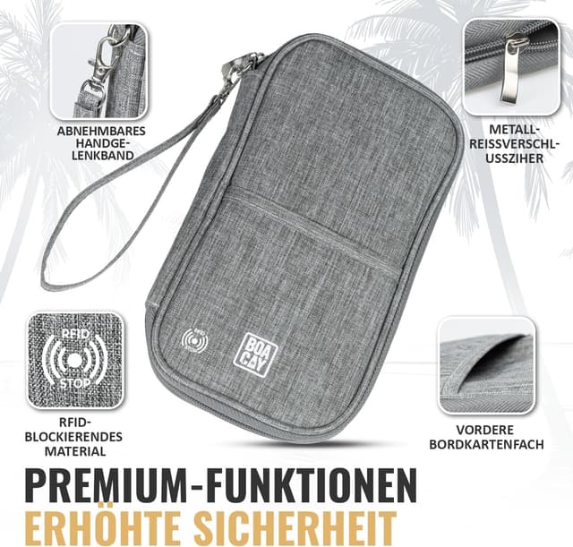 Detalle de BOACAY RFID-Reisepass-Tasche 13 x 3,5 x 22,5 cm